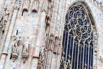 Close-up on the detail of famous Cathedral in Milano