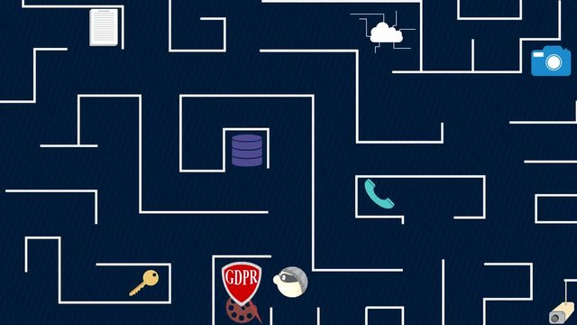 General concept of the GDPR data protection regulation, the law on the protection of citizens  their personal data.intellectual property protection.made in the form of a computer game.animated video