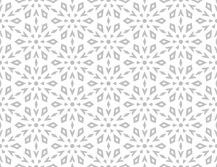 Abstract geometric pattern with lines, snowflakes. A seamless vector background. White and grey texture. Graphic modern pattern