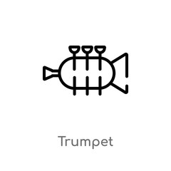 outline trumpet vector icon. isolated black simple line element illustration from brazilia concept. editable vector stroke trumpet icon on white background