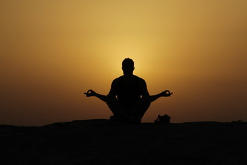 sunset silhouette namaste yoga karma ying yang