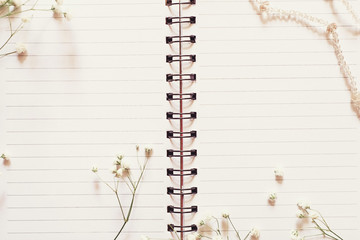Romantic diary pages with flowers