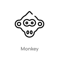 outline monkey vector icon. isolated black simple line element illustration from brazilia concept. editable vector stroke monkey icon on white background