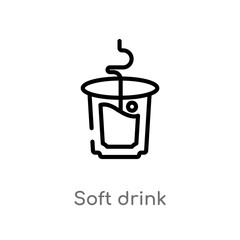 outline soft drink vector icon. isolated black simple line element illustration from brazilia concept. editable vector stroke soft drink icon on white background