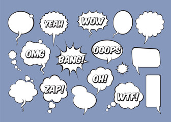 Set of comic speech balloons. Vector Illustration.