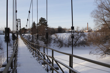 bridge over the river in winter