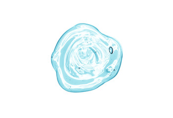 Fototapeta premium Cream gel gray blue transparent cosmetic sample texture with bubbles isolated on white background
