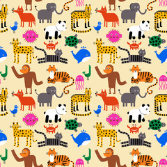 Fototapeta premium Animal pattern flat illustration