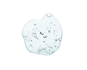 Cream gel gray blue transparent cosmetic sample texture with bubbles isolated on white background