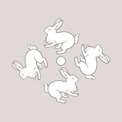 Bunnies in circle pastel pattern