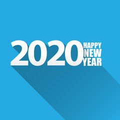 2020 Happy new year creative design background or greeting card. 2020 new year numbers isolated on blue