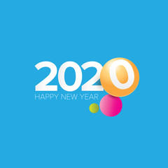 2020 Happy new year creative design background or greeting card. 2020 new year numbers isolated on blue
