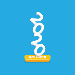 2020 Happy new year creative design background or greeting card. 2020 new year numbers isolated on blue