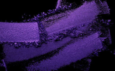 Eye shadow metallic blueberry purple  texture background black isolated 
