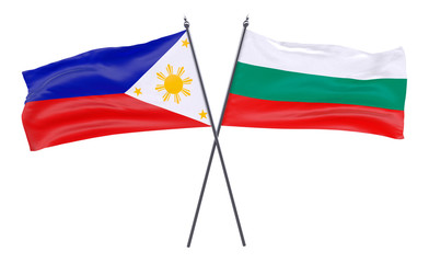 Pilippines and Bulgaria, two crossed flags isolated on white background. 3d image