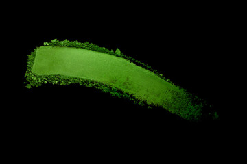 Eye shadow green powder colored smudge black isolated background collection