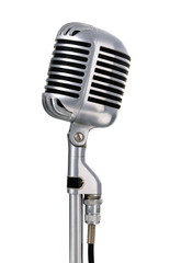 Fototapeta premium Side view of a vintage microphone