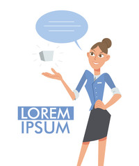 Office women advertising banner  template in flat style