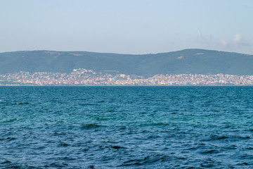 View to the Sunny beach resort from Nessebar ancient city, bought one of the major seasides resorts...