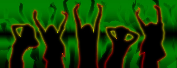 Obraz premium illustration of silhouettes of party people dancing