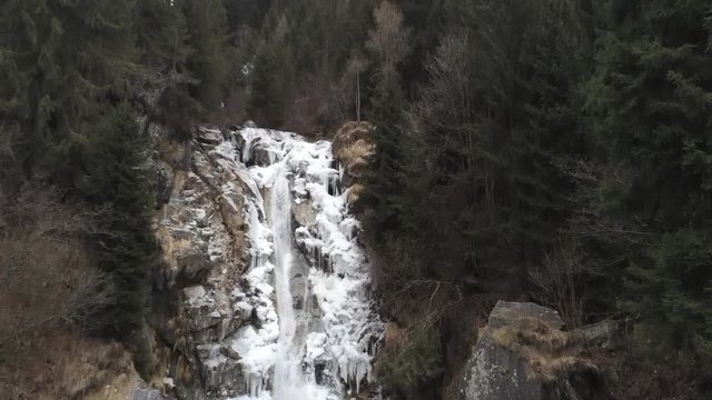 Drone Video - Landscape from V&ograve; waterfalls from Val di Scalve Orobie Alps mountain Italy