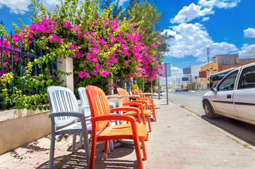 Street cafe in Kairouan city. Tunisia, North Africa