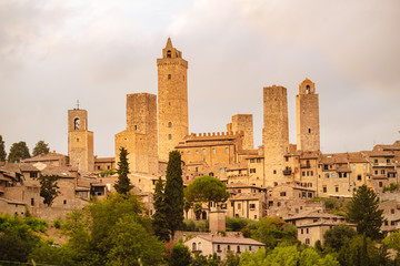 Naklejka premium View of the medieval town and towers of San Gimignano, Tuscany, Italy