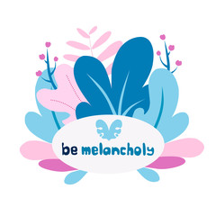 Frame Plants, leaves, trees. Concept in flat style, composition of trees and bushes