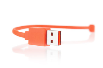 USB cable close up on white background