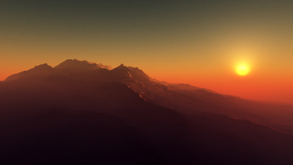 sunset in the mountains