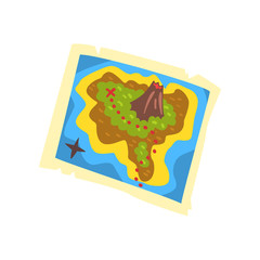 Treasure map, pirate adventures, treasure island vector Illustration on a white background
