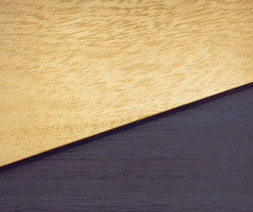 Wooden geometric background purple flat lay, copy space