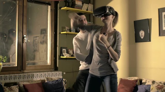 Friends playing Virtual reality game