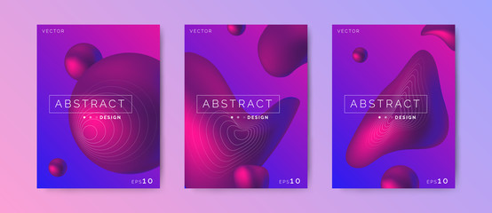 abstract poster flyer brochure design set with fluid 3d shapes gradient background