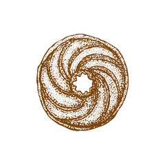 Isolated Cookie on White Background in Hand-Drawn Style