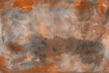 Orange summer watercolor and ink paper textures on white background. Chaotic stylish abstract organic design.
