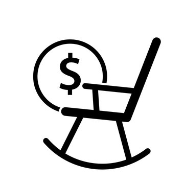 Rocking chair with coin icon. Clipart image isolated on white background