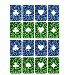 Playing cards set low poly style polygonal design green, blue colors vector eps