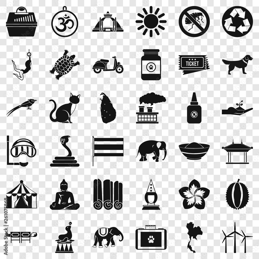 Poster elephant icons set. simple style of 36 elephant vector icons for web for any design