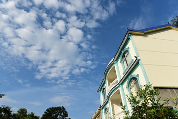 blue sky, white clouds