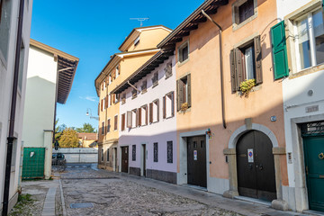 Fototapeta na wymiar The street in Udine's old town, Italy
