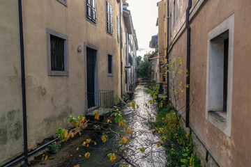 Fototapeta na wymiar The street in Udine's old town, Italy