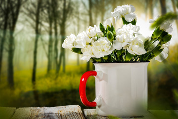 desk of free space and spring time 