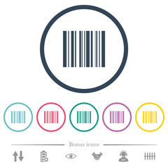 Barcode flat color icons in round outlines