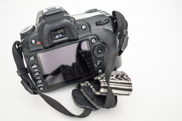 The back of a DSLR camera