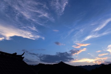blue sky, white clouds