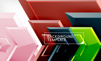 Shiny glossy arrows background, clean modern geometric design, futuristic composition