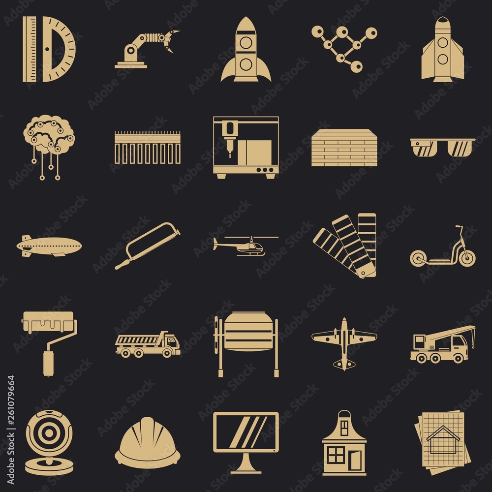 Poster graphics icons set. simple set of 25 graphics vector icons for web for any design