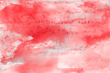 Red watercolor and ink paper textures on white background. Chaotic stylish abstract organic design.