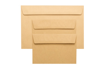 Mail envelopes close up on a white background.